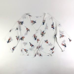 MOD Boutique Floral Bell Sleeve Tie Blouse